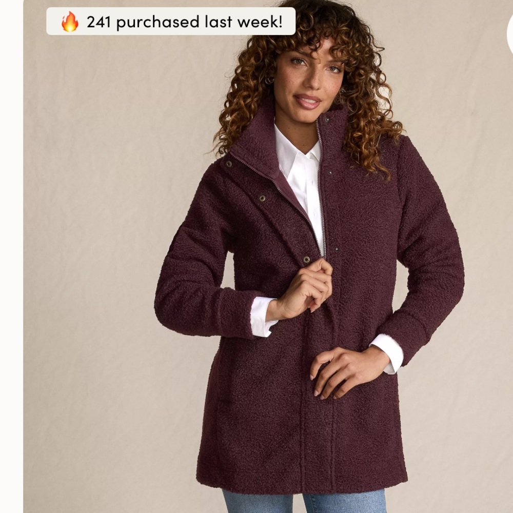 NWT Lands End Boucle Jacket Size Large (14-16) in Purple/Eggplant color